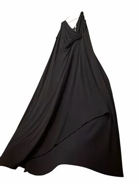 SPENSE Elegant Black Sewn Maxi Wrap Viscose Evening Stretchy Dress Sz XL
